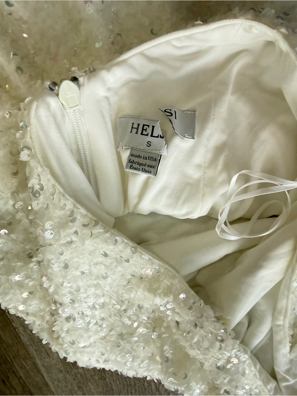 helsi brice white halter sequin 3d floral applique maxi gown dress size small - Picture 9 of 13
